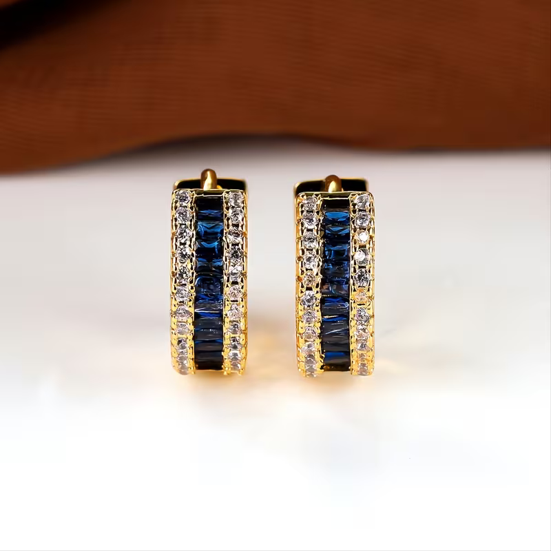 Sapphire-Look Baguette Earrings