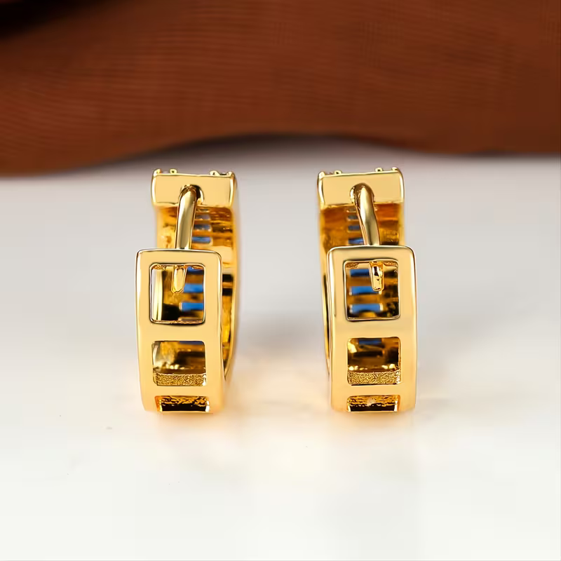 Sapphire-Look Baguette Earrings