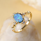 Opal-Look Blossom Ring