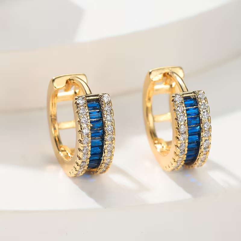 Sapphire-Look Baguette Earrings