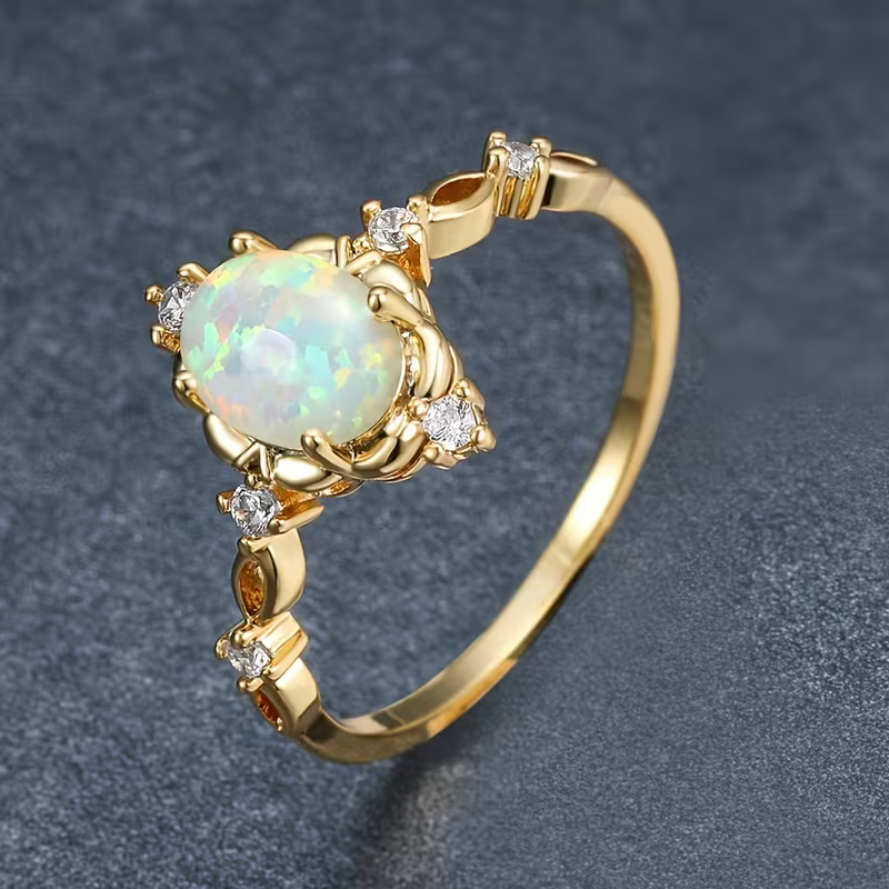 Opal-Look Blossom Ring