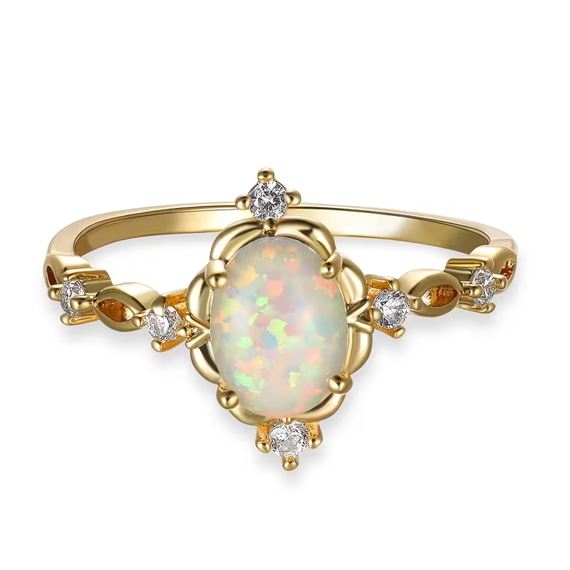 Opal-Look Blossom Ring