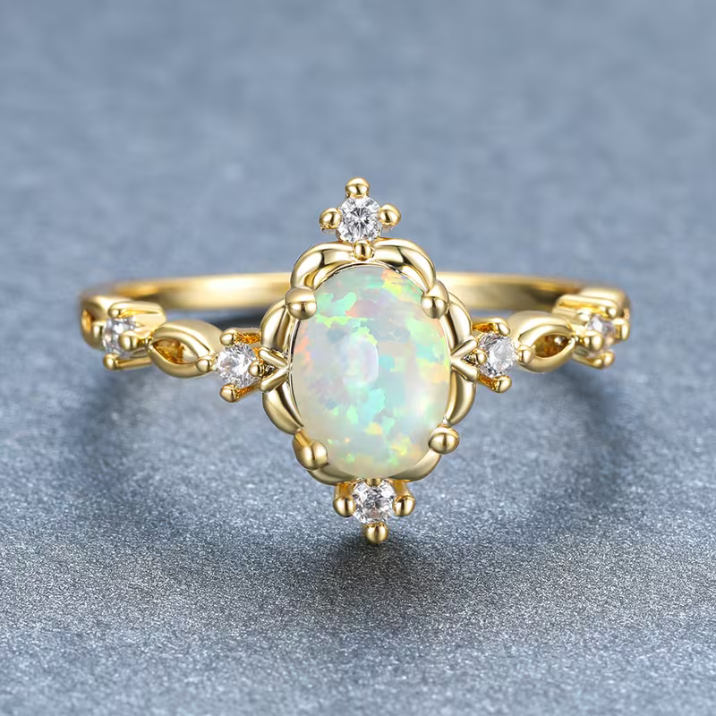 Opal-Look Blossom Ring