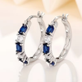 Sapphire-Look Crest Hoop Earrings