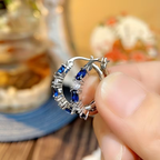 Sapphire-Look Crest Hoop Earrings