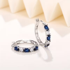 Sapphire-Look Crest Hoop Earrings