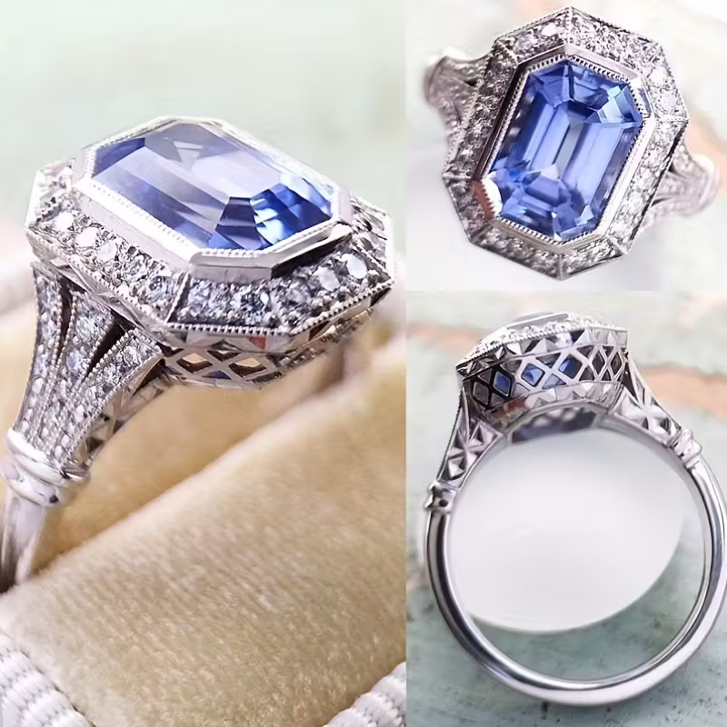 Art Deco-Style Blue Ring