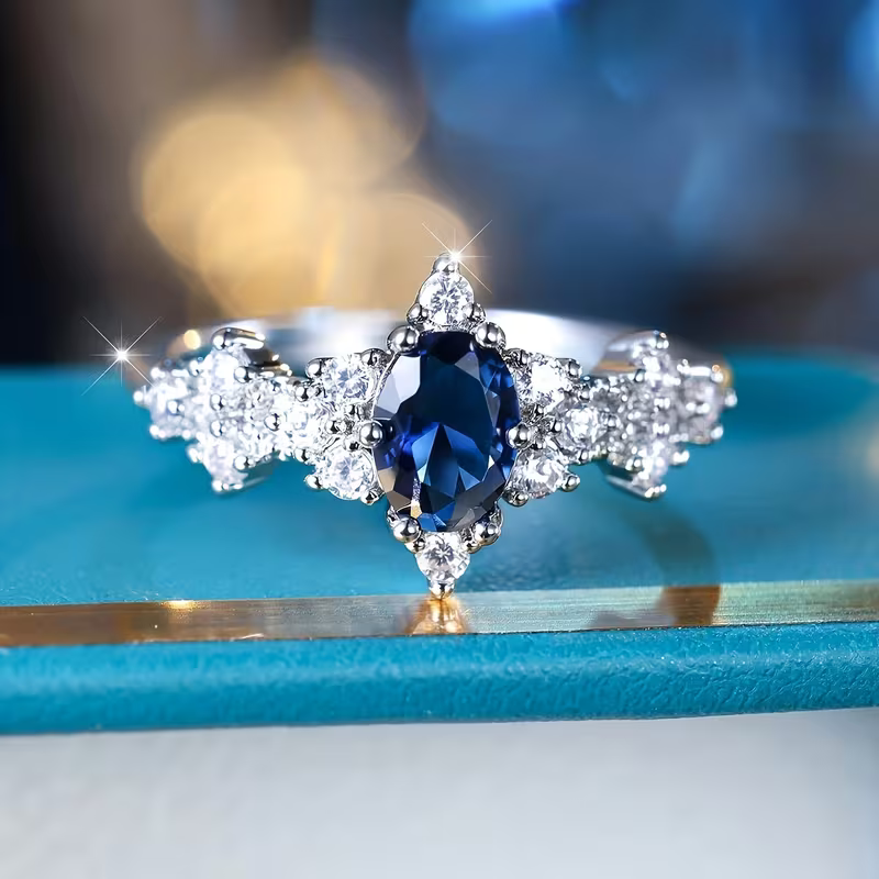 Sapphire-Look Starlight Ring