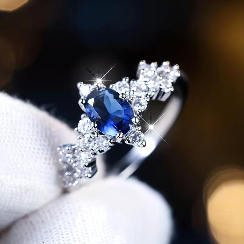 Sapphire-Look Starlight Ring