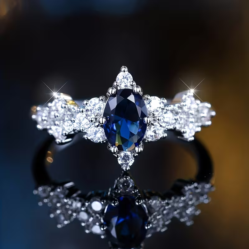 Sapphire-Look Starlight Ring