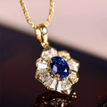 Sapphire-Look Sunburst Necklace