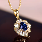 Sapphire-Look Sunburst Necklace