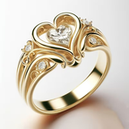 Goudkleurige open hartring met kristalaccent