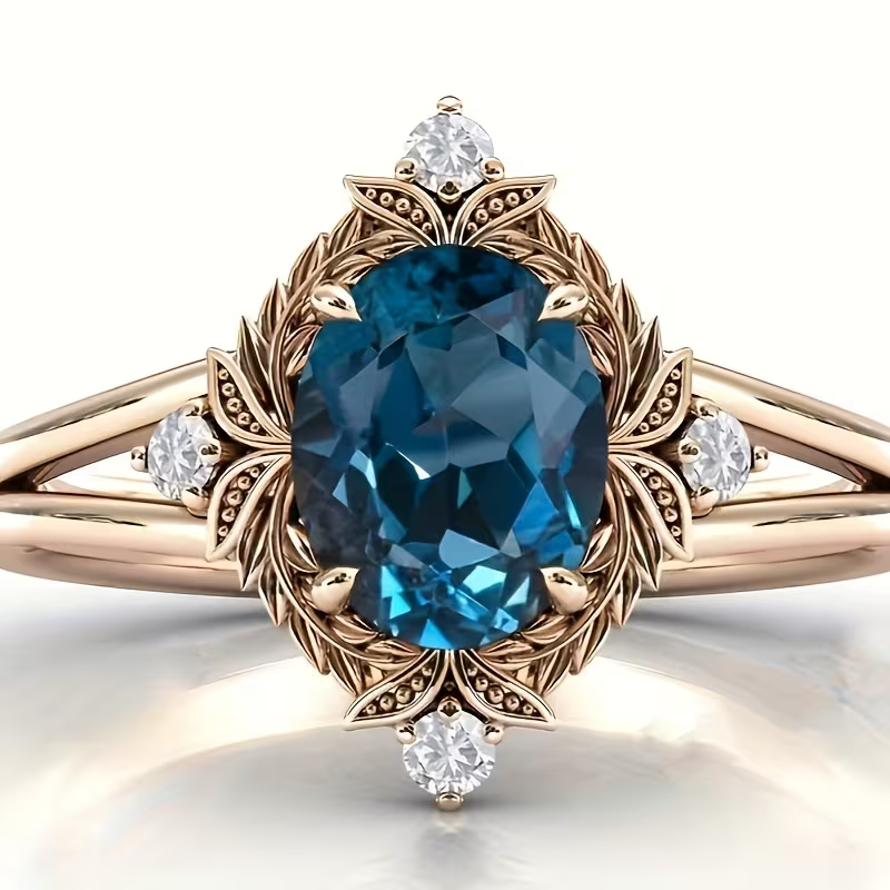 Blue Bloom Statement Ring