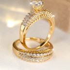 Stacked Pavé Crystal Ring with Solitaire Top