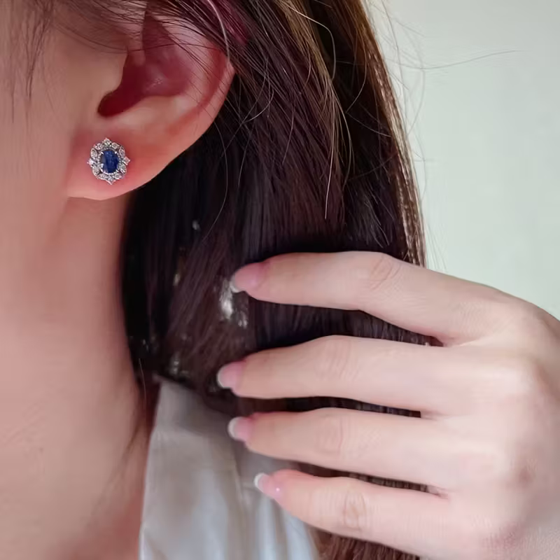 Sapphire-Look Blossom Earrings