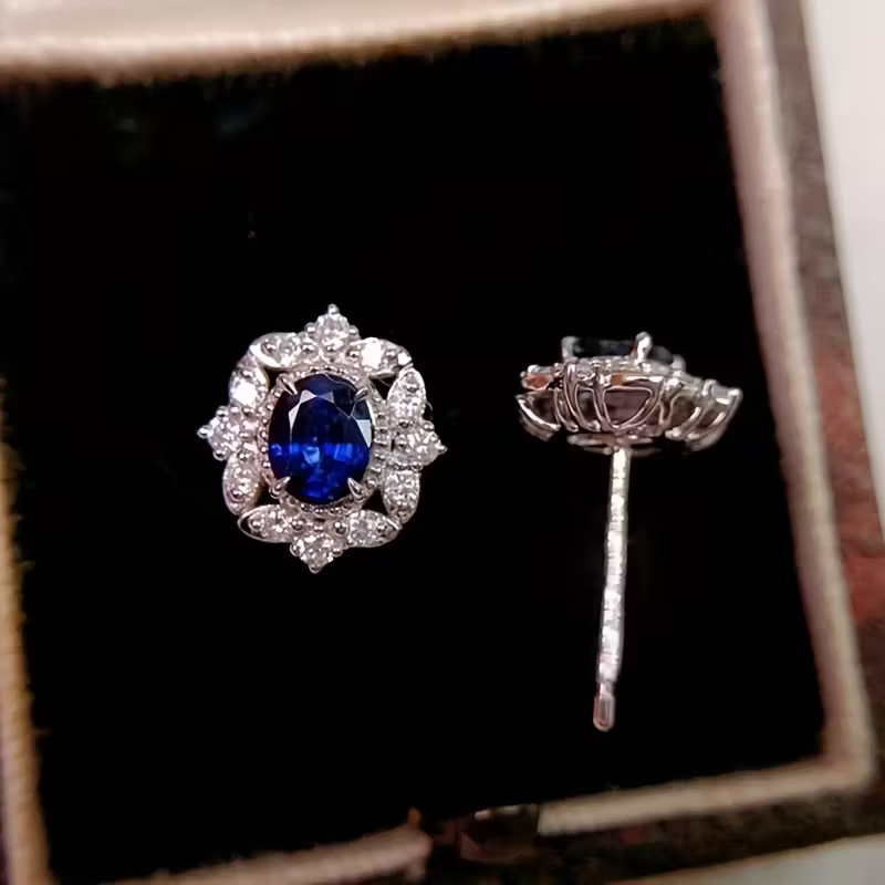 Sapphire-Look Blossom Earrings