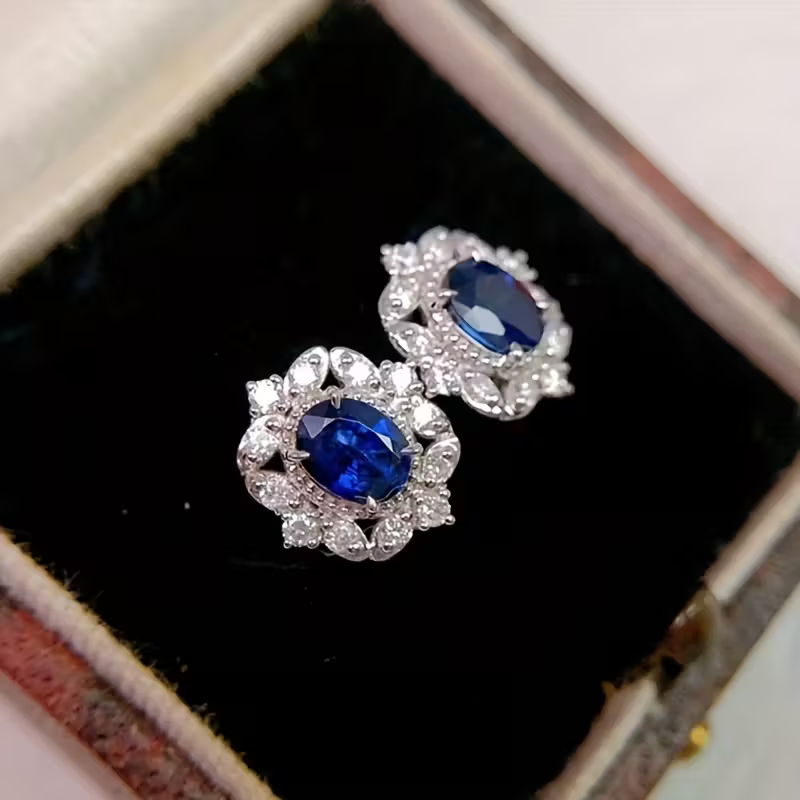 Sapphire-Look Blossom Earrings