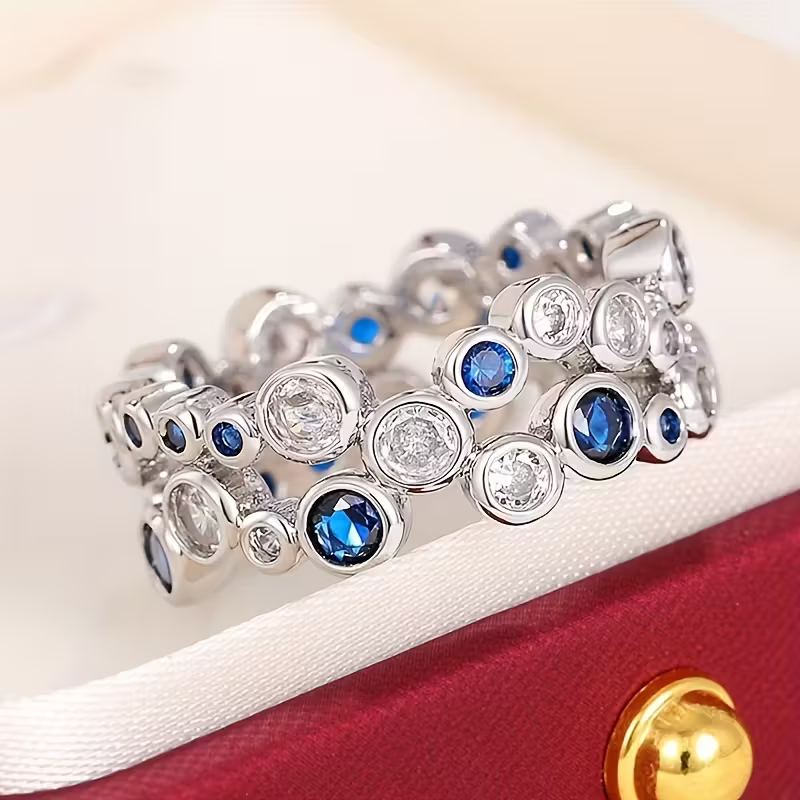 Sapphire-Look Orbit Ring