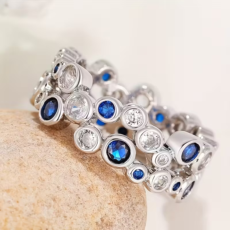 Sapphire-Look Orbit Ring