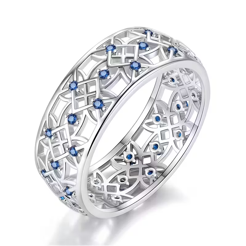 Sapphire-Look Lattice Ring