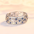 Sapphire-Look Lattice Ring