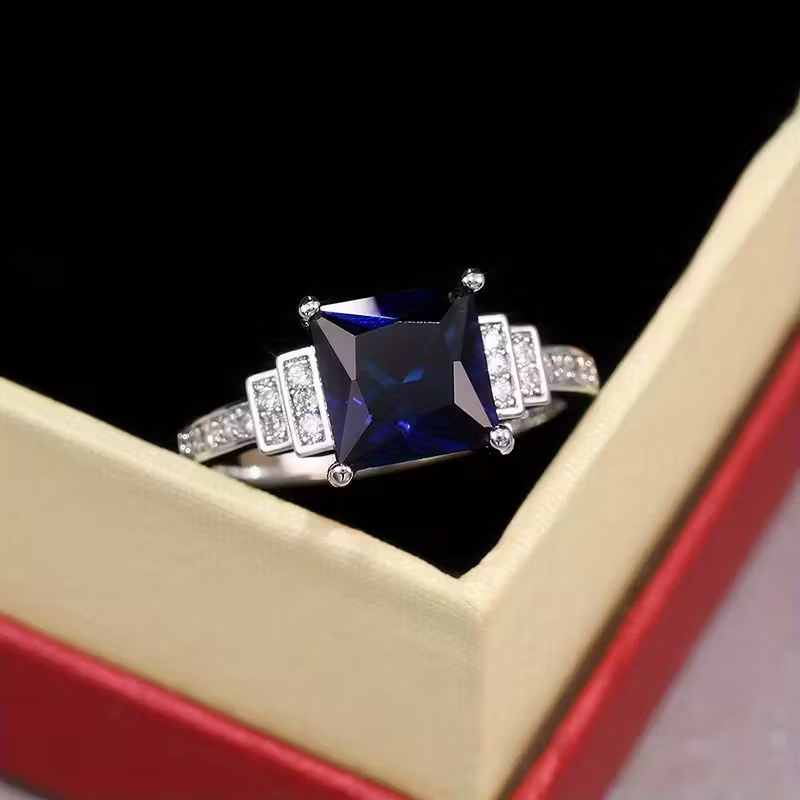 Sapphire-Look Square Ring