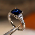 Sapphire-Look Square Ring