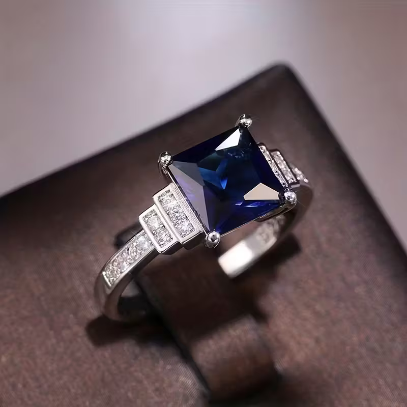 Sapphire-Look Square Ring