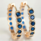 Blue Stone Orbit Hoop Earrings