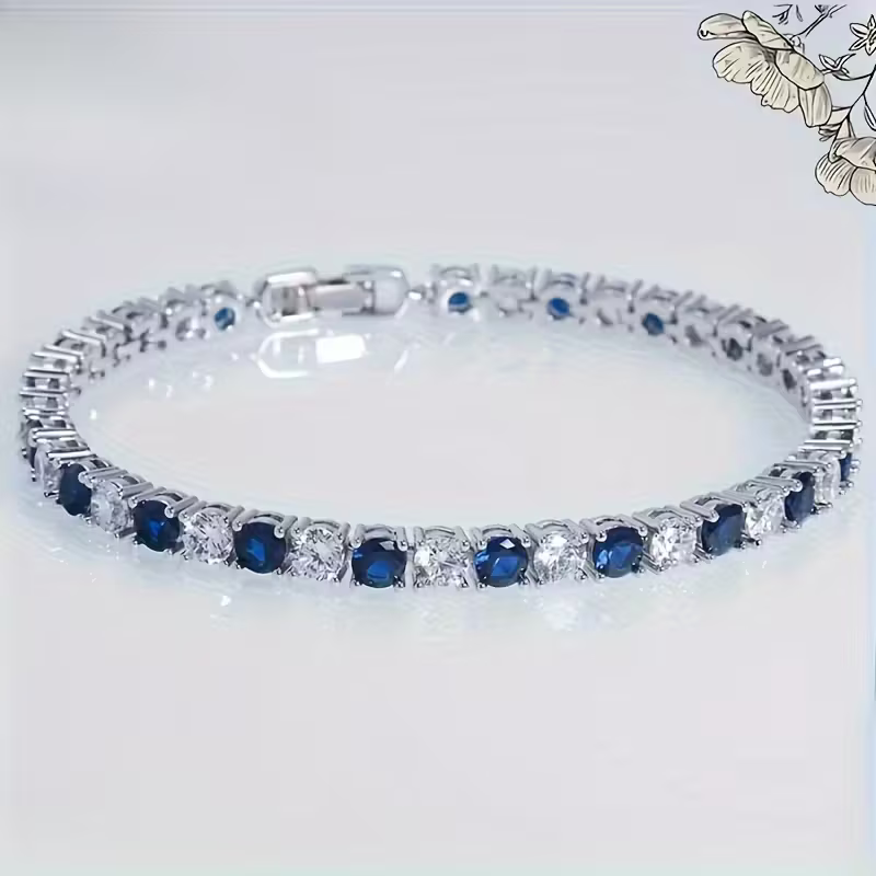 Sapphire-Look Tennis Line Bracelet