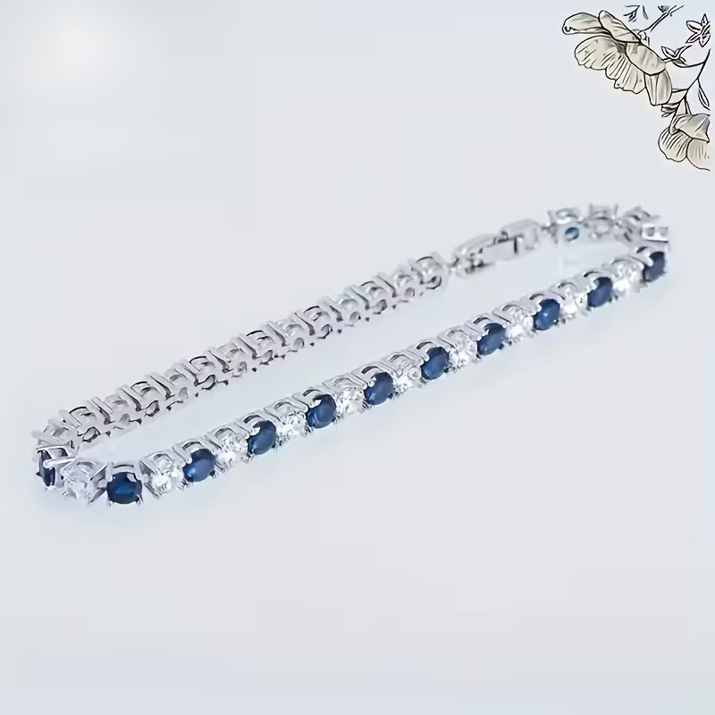 Sapphire-Look Tennis Line Bracelet