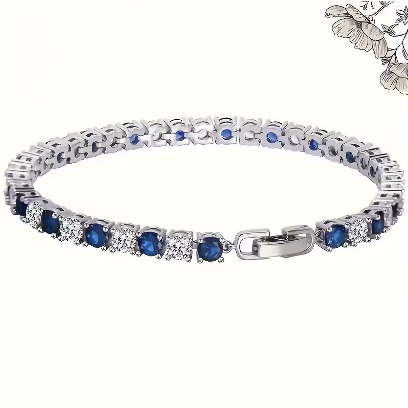 Sapphire-Look Tennis Line Bracelet