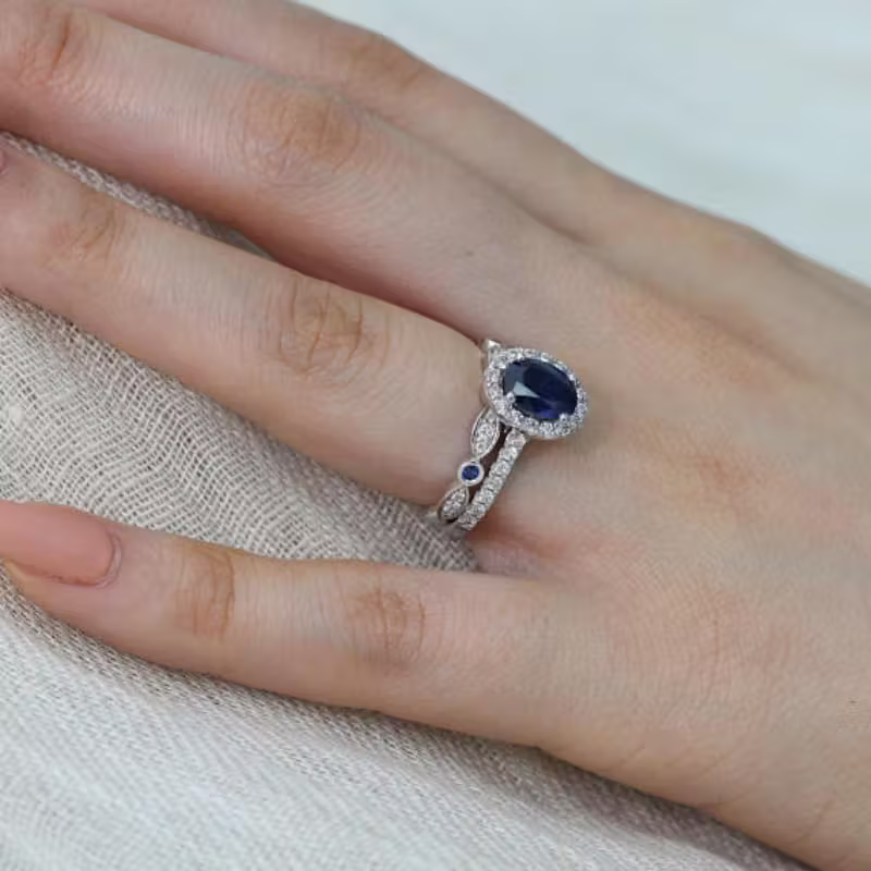 Sapphire-Look Duo Promise Ring