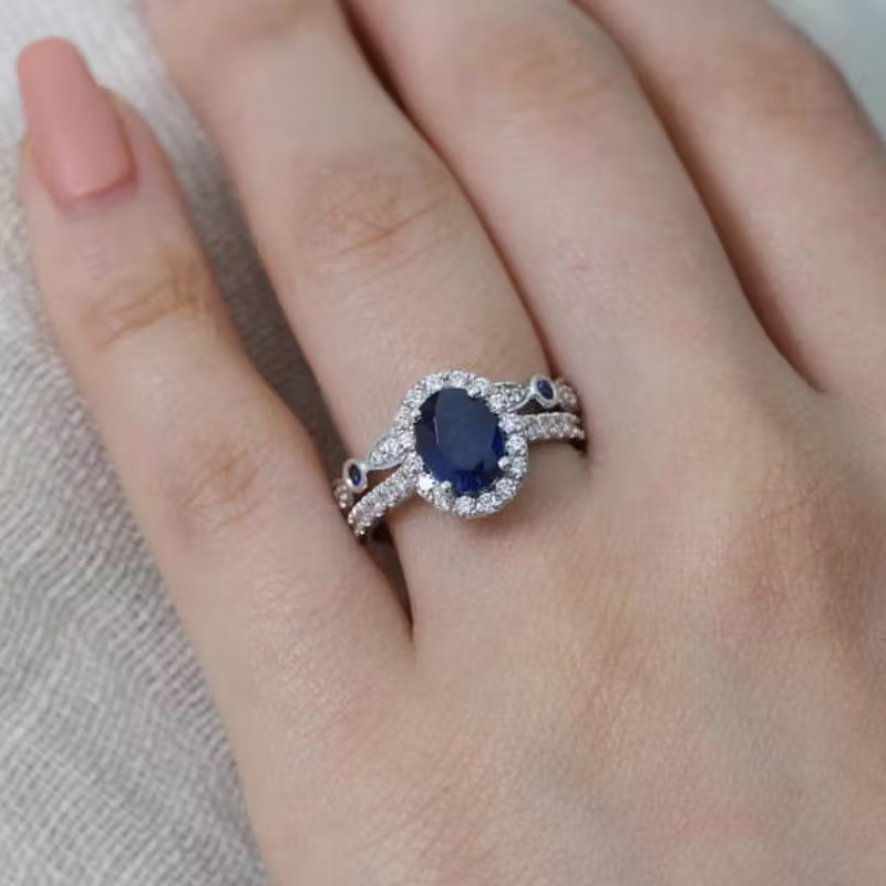Sapphire-Look Duo Promise Ring