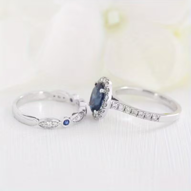 Sapphire-Look Duo Promise Ring
