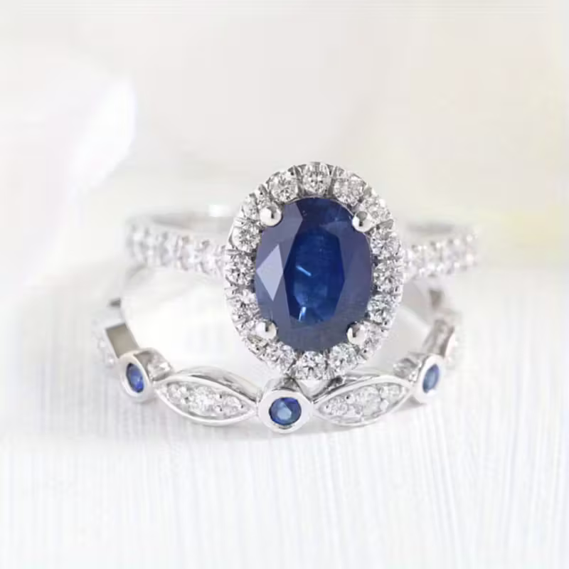 Sapphire-Look Duo Promise Ring