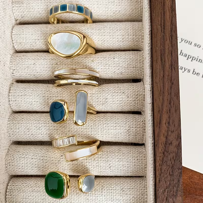 Gemstone-Look Stackable Ring Set