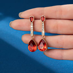 Ruby-Look Pear Stone Drop Earrings