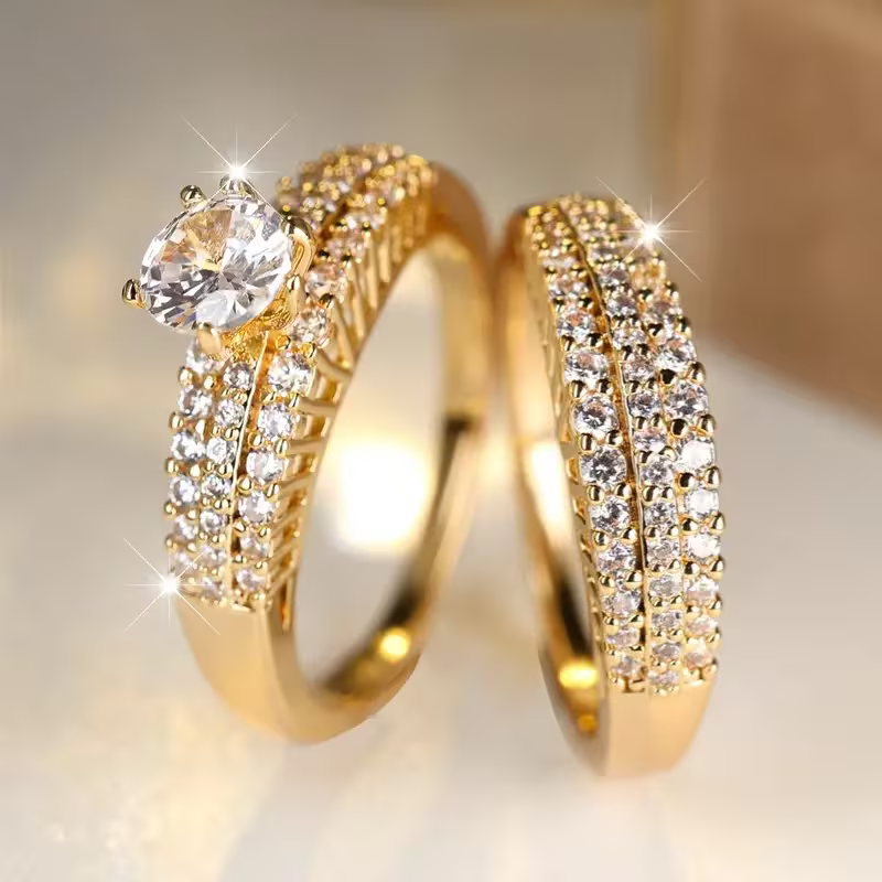 Stacked Pavé Crystal Ring with Solitaire Top