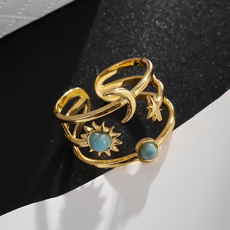Celestial Turquoise Triple-Band Ring