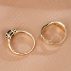 Emerald-Look Duo Ring Set