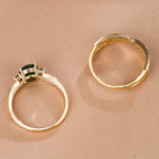 Emerald-Look Duo Ring Set