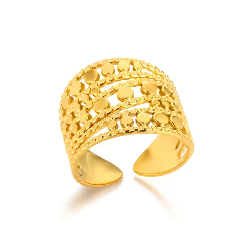 Adjustable Gold-Tone Mosaic Ring