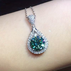 Emerald-Look Aurora Halo Necklace