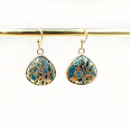 Turquoise Mosaic Teardrop Earrings in Gold Tone