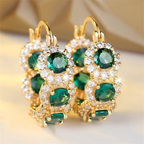Emerald-Look Crown Earrings