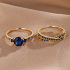 Emerald-Look Duo Ring Set