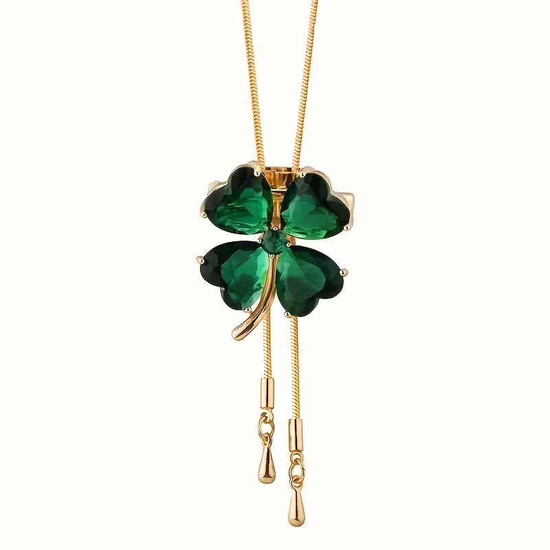 Emerald-Look Clover Necklace