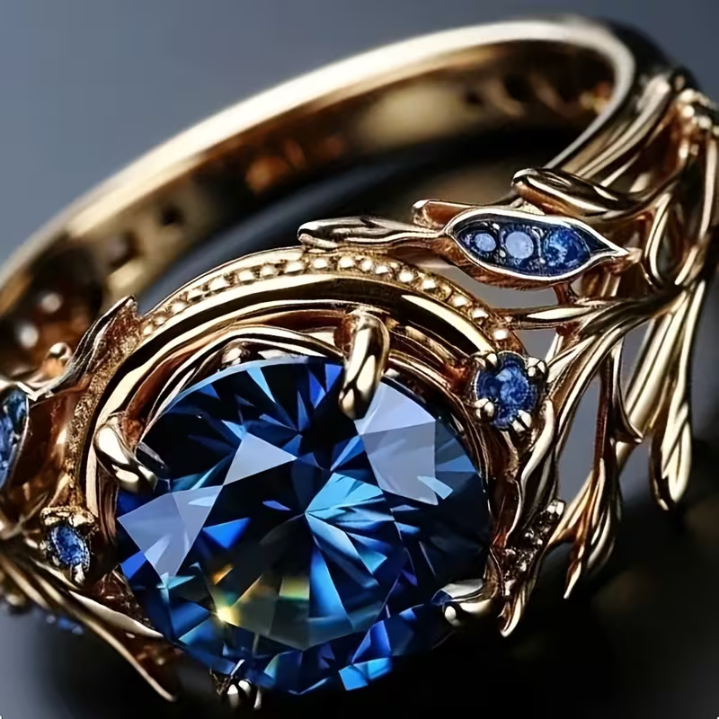 Sapphire-Look Flame Ring